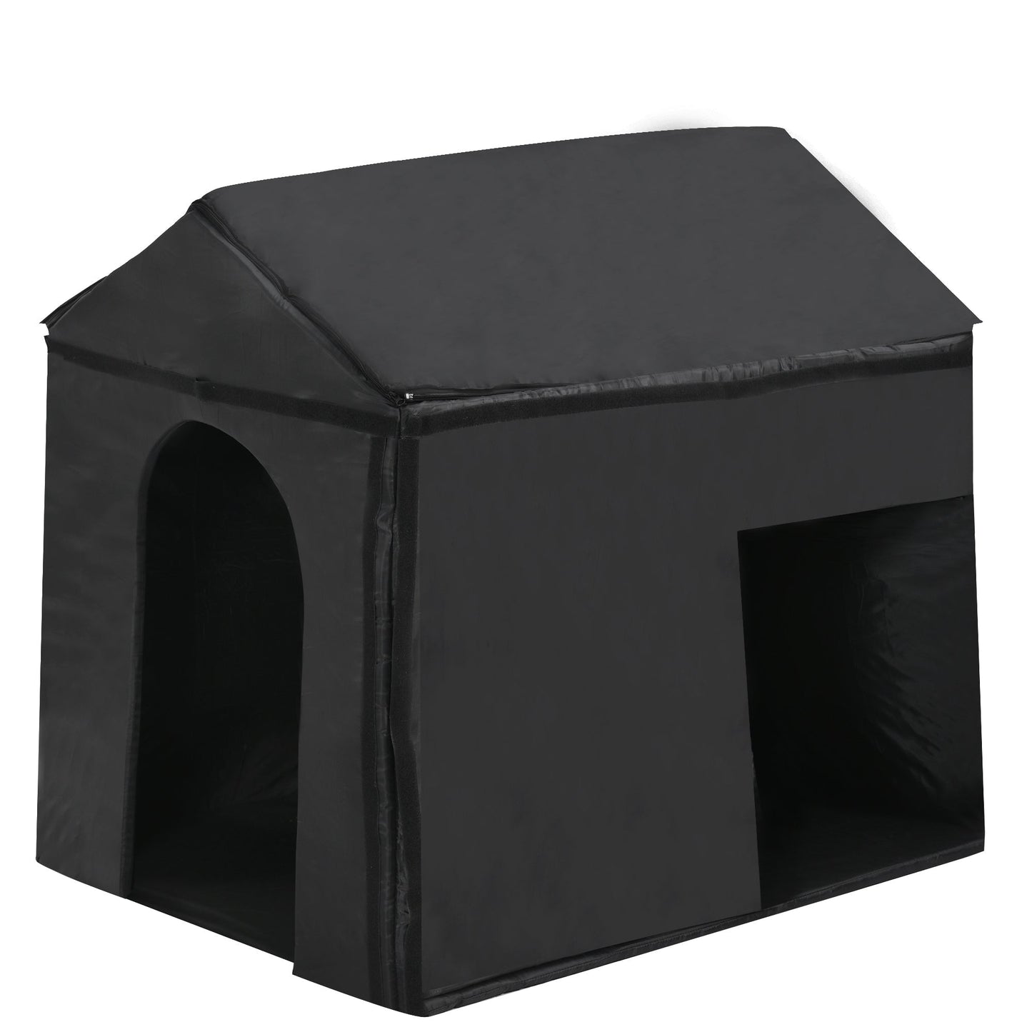 Dog house 60.2 inch large outdoor with insulated liner, black fabric, HouseOfZazla on Tampa Home & Garden Store