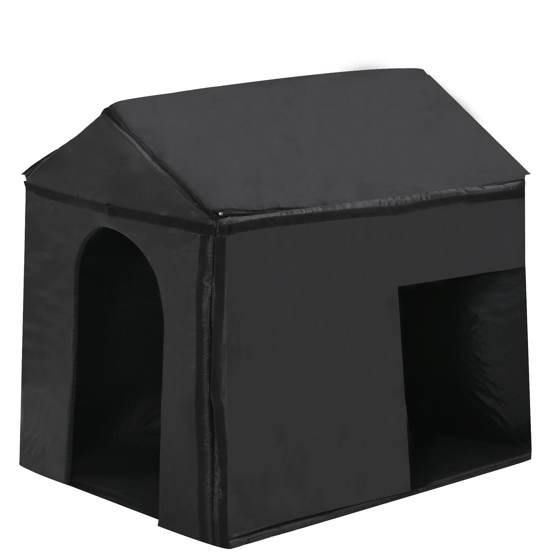Dog house 60.2 inch large outdoor with insulated liner, black fabric, HouseOfZazla on Tampa Home & Garden Store