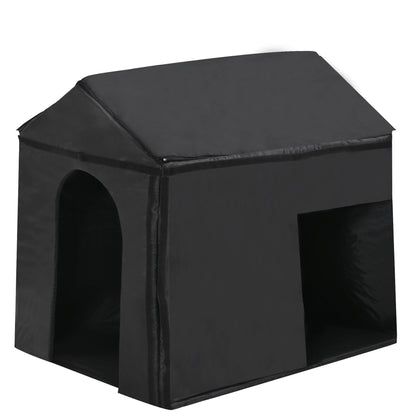 Dog house 60.2 inch large outdoor with insulated liner, black fabric, HouseOfZazla on Tampa Home & Garden Store