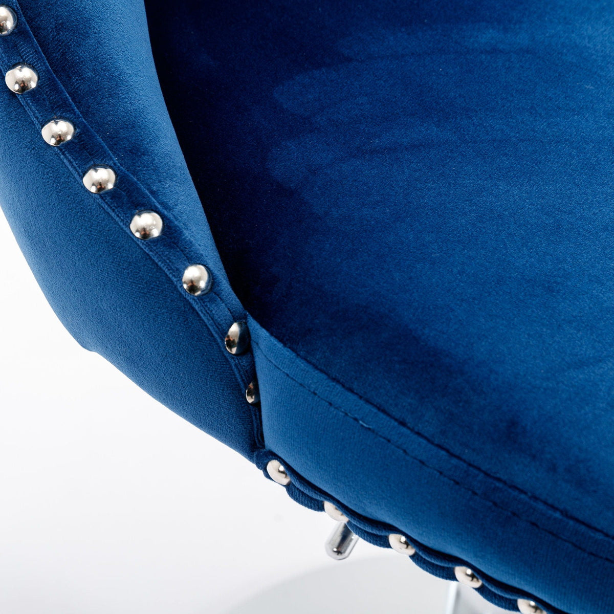 Blue velvet swivel bar stool seat with silver nailhead trim, set of 2 on Tampa Home & Garden Store