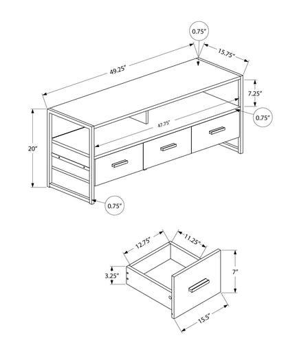 HouseOfZazla TV Stand Console with Storage Drawers industrial metal frame open shelf and multiple drawers entertainment center on Tampa Home & Garden Store