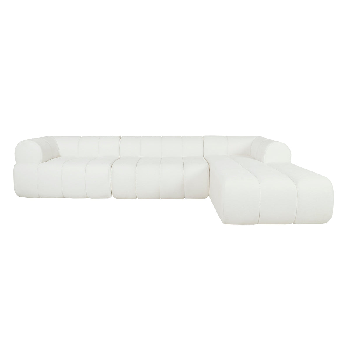 Sectional sofa 122-inch modern L-shaped with chaise, white leather upholstery, HouseOfZazla on Tampa Home & Garden Store