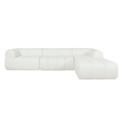 Sectional sofa 122-inch modern L-shaped with chaise, white leather upholstery, HouseOfZazla on Tampa Home & Garden Store
