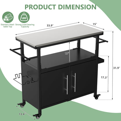 Durable Outdoor Grill Cart and Steel Table Top