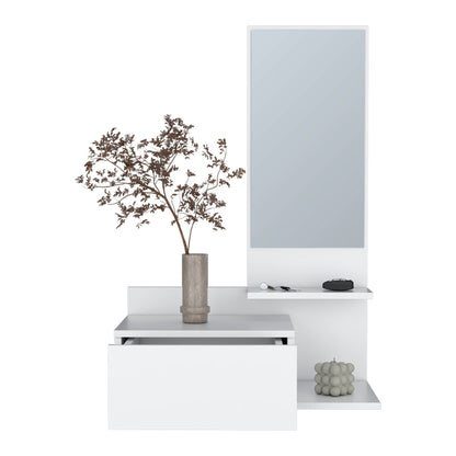 Lowell Floating Hallway Cabinet and Mirror by HouseOfZazla, white cabinet with tall mirror on Tampa Home & Garden Store