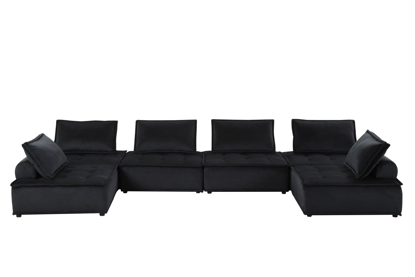 Anna - Stylish Sectional Sofa Ottoman in black fabric with tufted cushions and modular chaise on Tampa Home & Garden Store