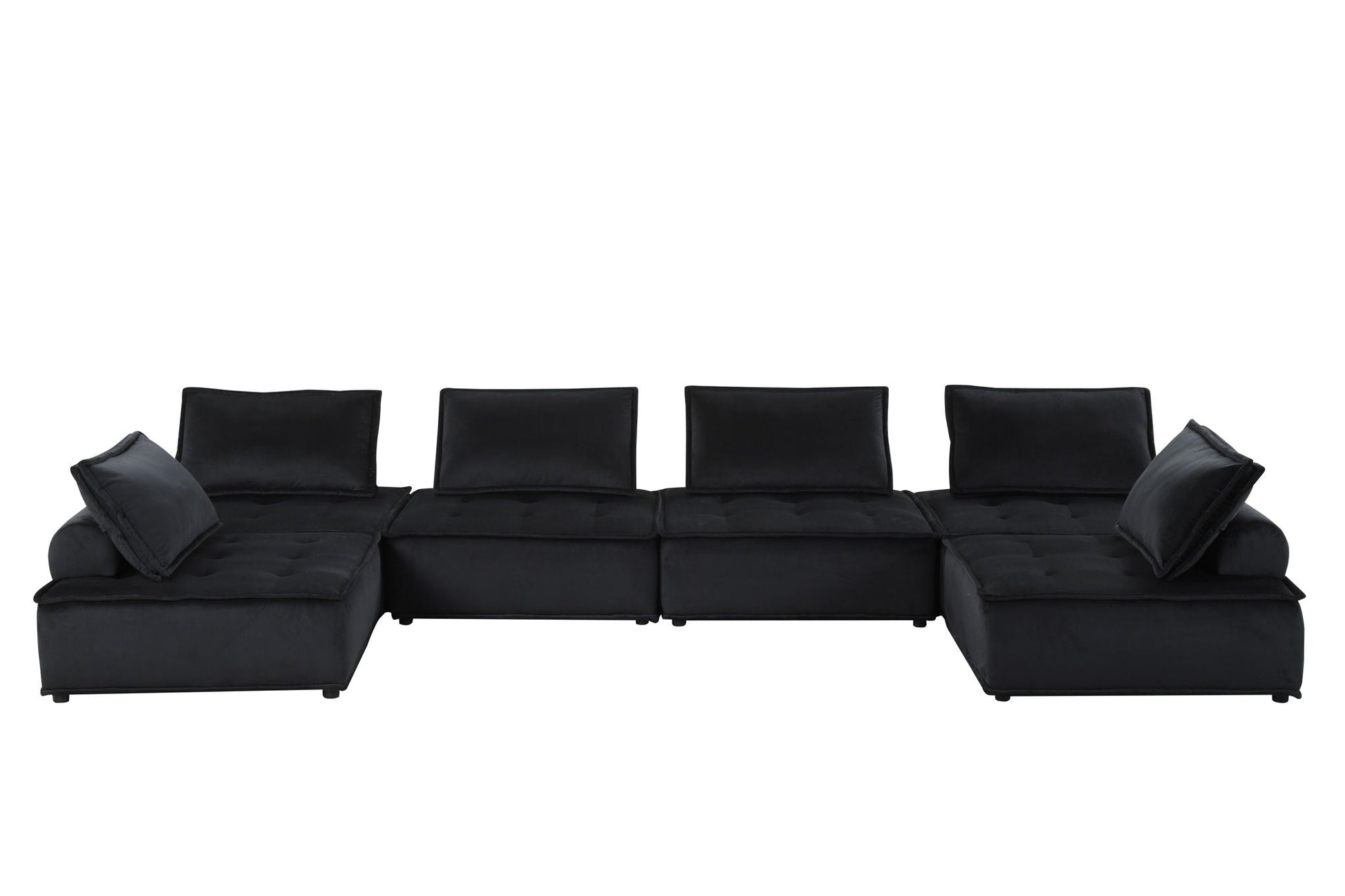 Anna - Stylish Sectional Sofa Ottoman in black fabric with tufted cushions and modular chaise on Tampa Home & Garden Store