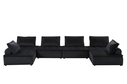 Anna - Stylish Sectional Sofa Ottoman in black fabric with tufted cushions and modular chaise on Tampa Home & Garden Store