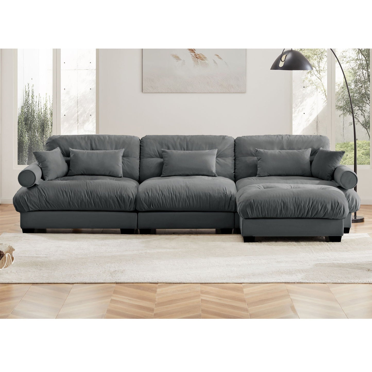 Oversized Modular Sofa with Movable Ottoman