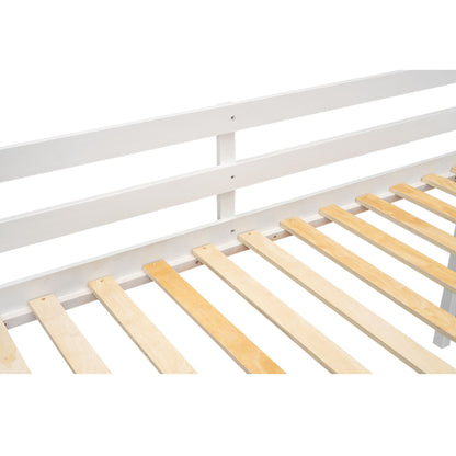 Low Loft Bed With Adjustable Ladder white frame with light wooden slats on Tampa Home & Garden Store