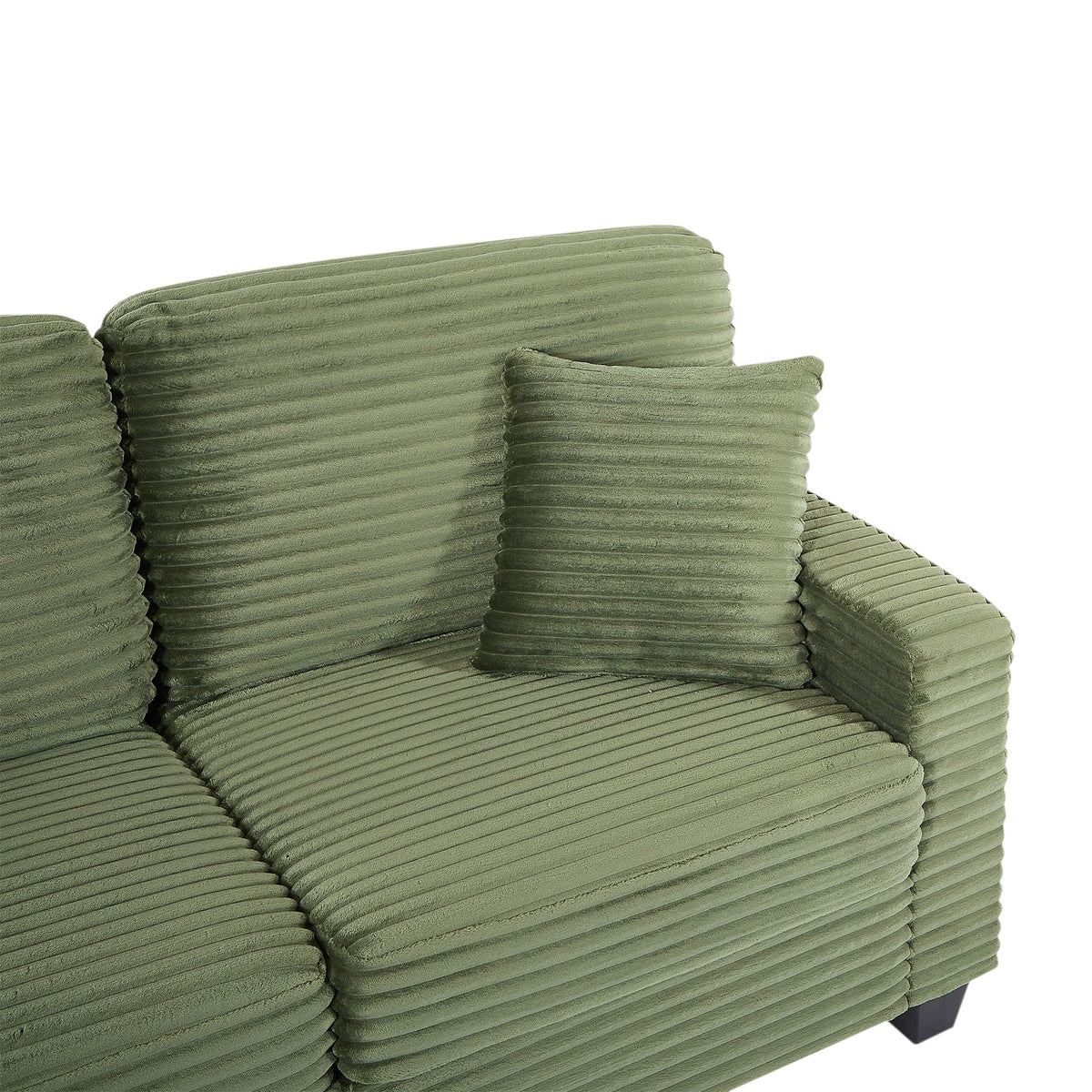 Upholstered U-Shaped Sectional Sofa with Movable Ottoman in olive green corduroy on Tampa Home & Garden Store