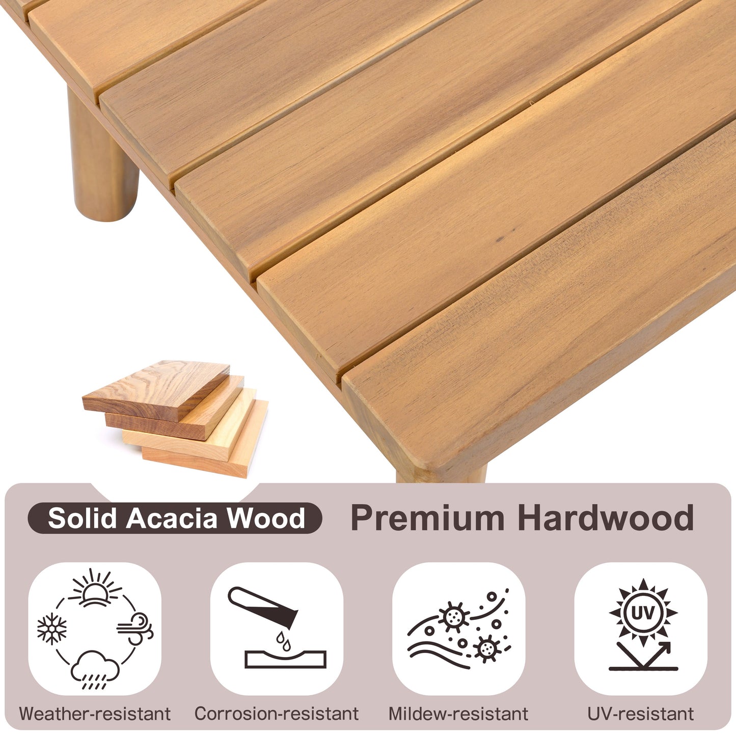Premium Acacia Wood Outdoor Patio Chair Set