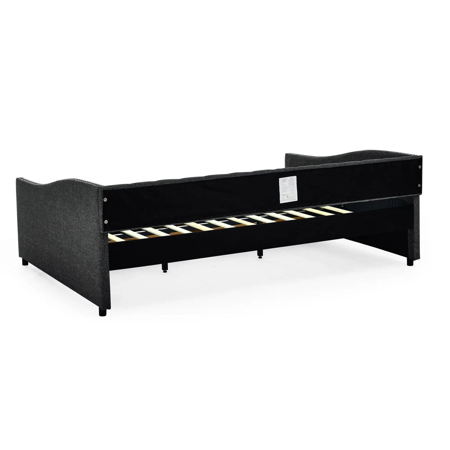 Upholstered daybed with 2 drawers, waved arms in dark fabric by Unique Piece Furniture on Tampa Home & Garden Store