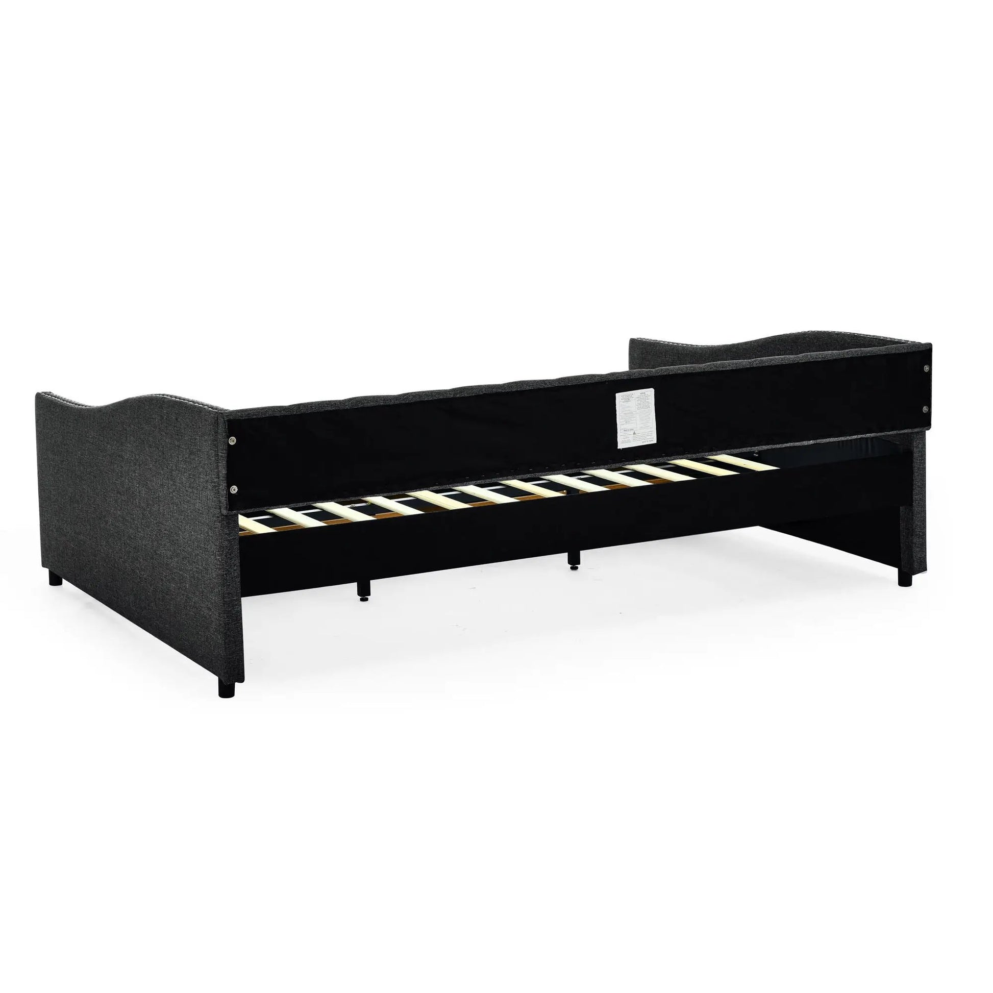 Upholstered daybed with 2 drawers, waved arms in dark fabric by Unique Piece Furniture on Tampa Home & Garden Store