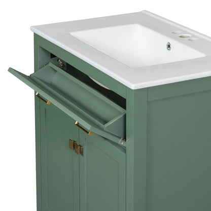 Modern bathroom vanity with ceramic sink, green finish and soft-close doors by HouseOfZazla on Tampa Home & Garden Store