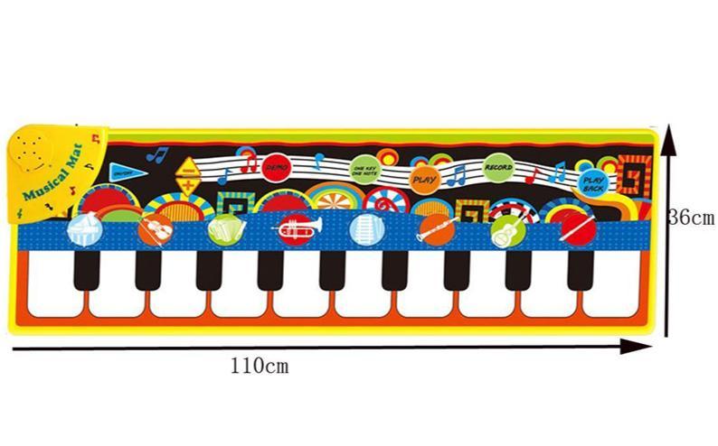 Stevvex baby electronic piano mat with 8 instrument modes, yellow keyboard carpet 110x36 cm on Tampa Home & Garden Store