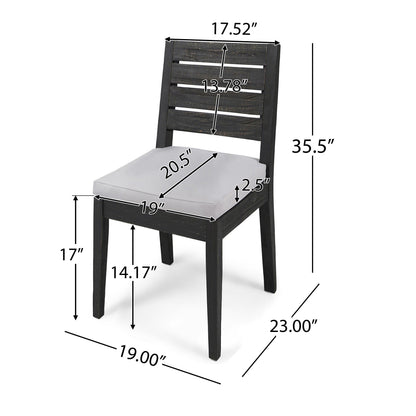 7-Piece Outdoor Dining Set with Extendable Acacia Table dark chair with back cushion on Tampa Home & Garden Store
