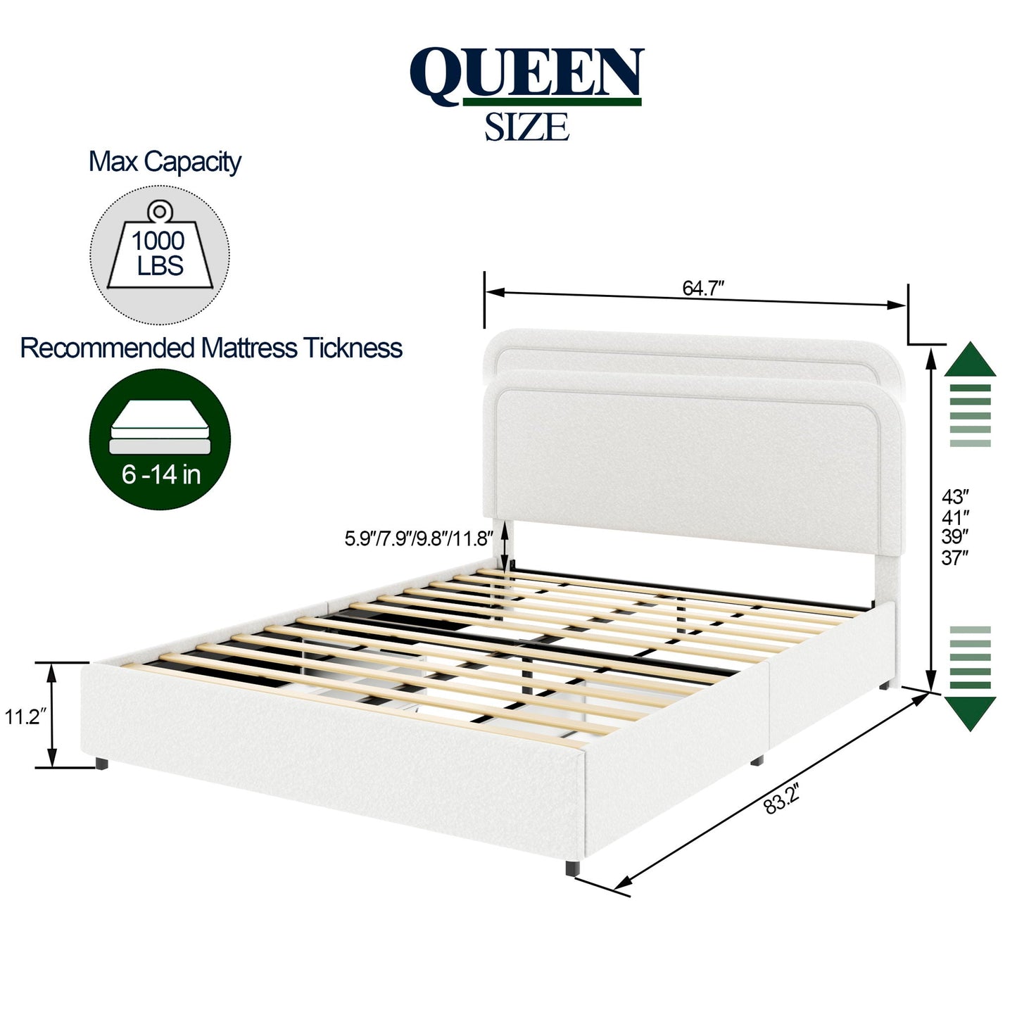 Liv Upholstered Storage Platform Bed with Drawers