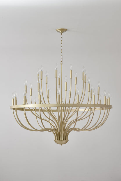 36-light gold industrial iron candle chandelier with curved arms by HouseOfZazla on Tampa Home & Garden Store