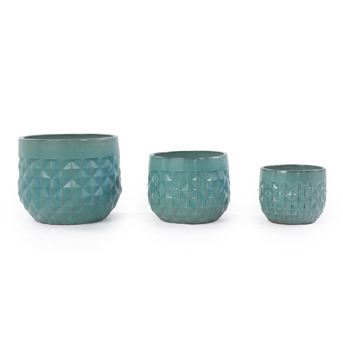 Vintage Turquoise Ceramic Planters Set of 3
