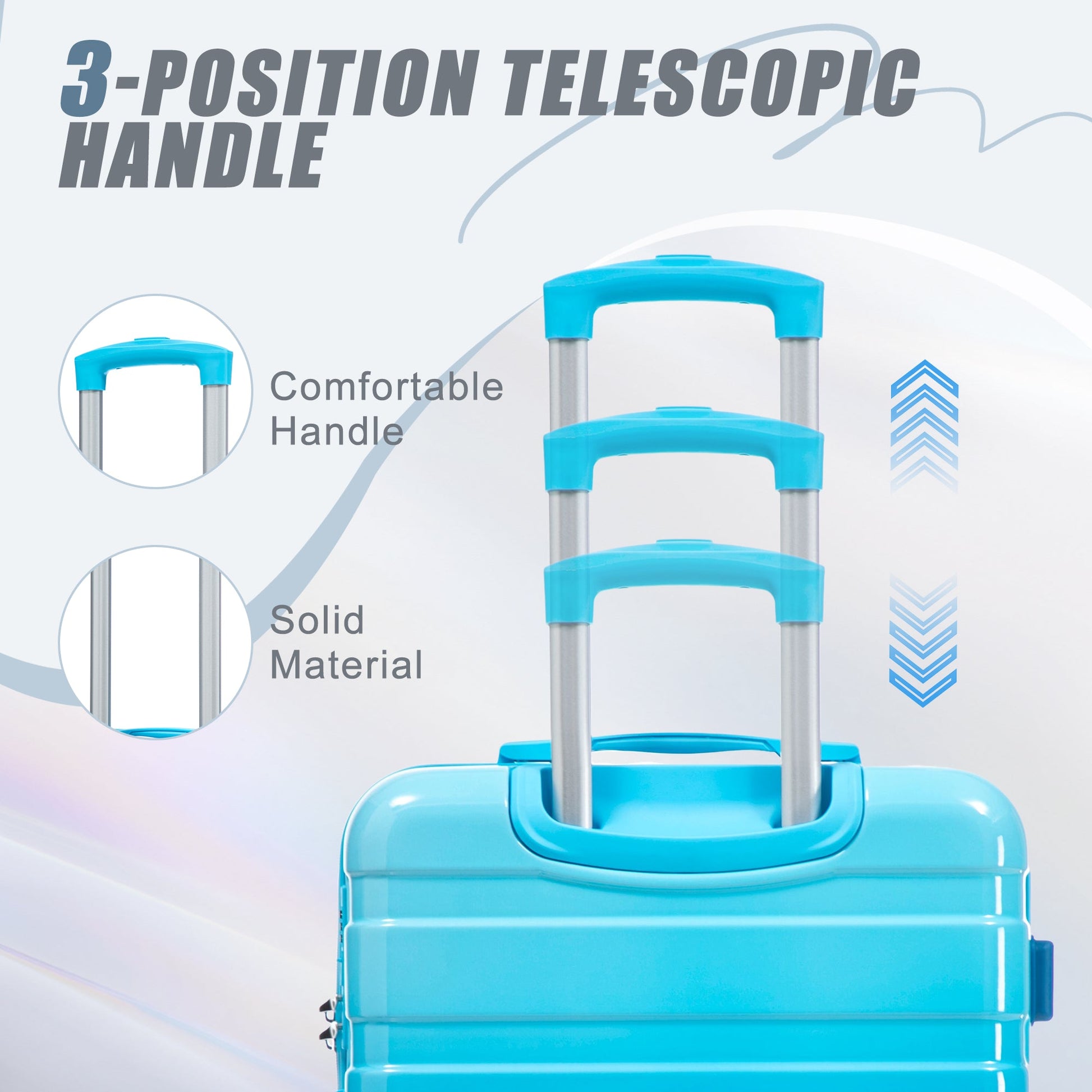 PC Spinner Wheel Luggage Set blue 3pc hardshell luggage by HouseOfZazla with telescoping handle on Tampa Home & Garden Store