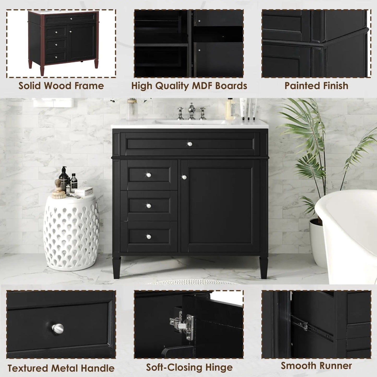Bathroom Vanity With Top Sink and 2 Drawers