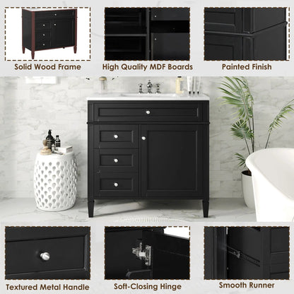 Bathroom Vanity With Top Sink and 2 Drawers