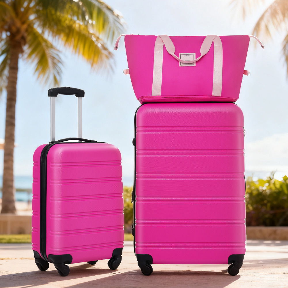 Hardside luggage set 2-piece pink with 20in carry-on and 28in spinner TSA lock HouseOfZazla on Tampa Home & Garden Store