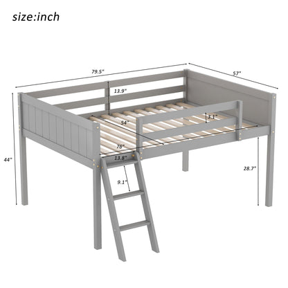Low loft bed with adjustable ladder in gray by HouseOfZazla; guard rails on Tampa Home & Garden Store