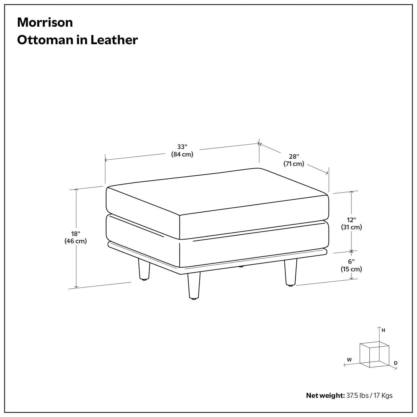 Morrison Handcrafted Ottoman Mid Century Style