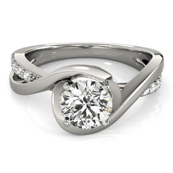 Engagement ring in 14k white gold with split-band bypass and round center diamond, 1 1/8 cttw on Tampa Home & Garden Store