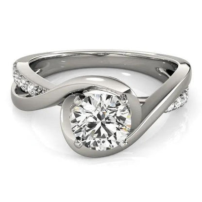 Engagement ring in 14k white gold with split-band bypass and round center diamond, 1 1/8 cttw on Tampa Home & Garden Store