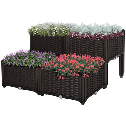 Raised Garden Bed with Legs self-watering modular plastic planter dark brown wicker panels on Tampa Home & Garden Store