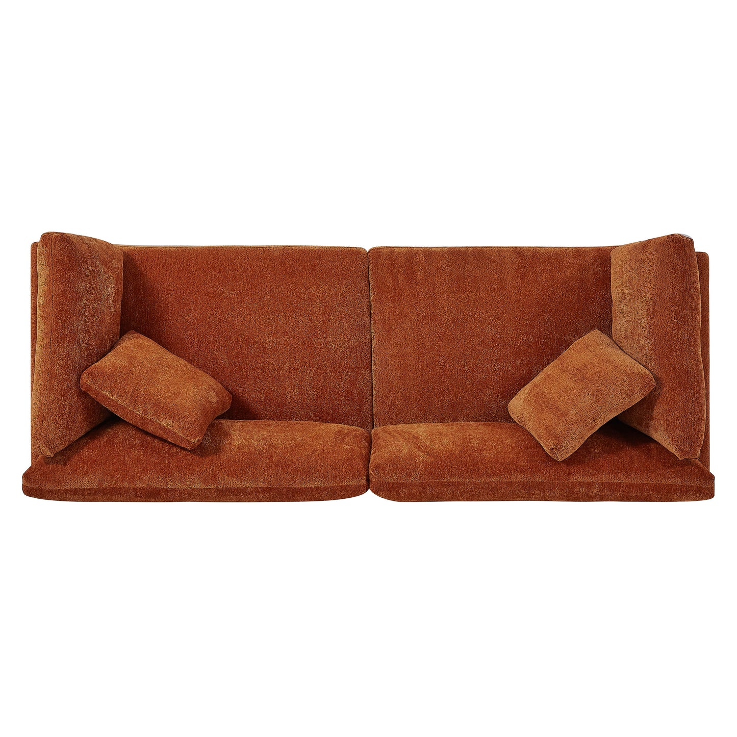 Modern Flared Arms Sofa in a Caramel Chenille
