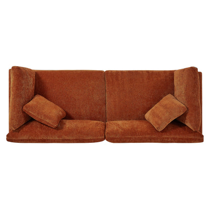 Modern Flared Arms Sofa in a Caramel Chenille