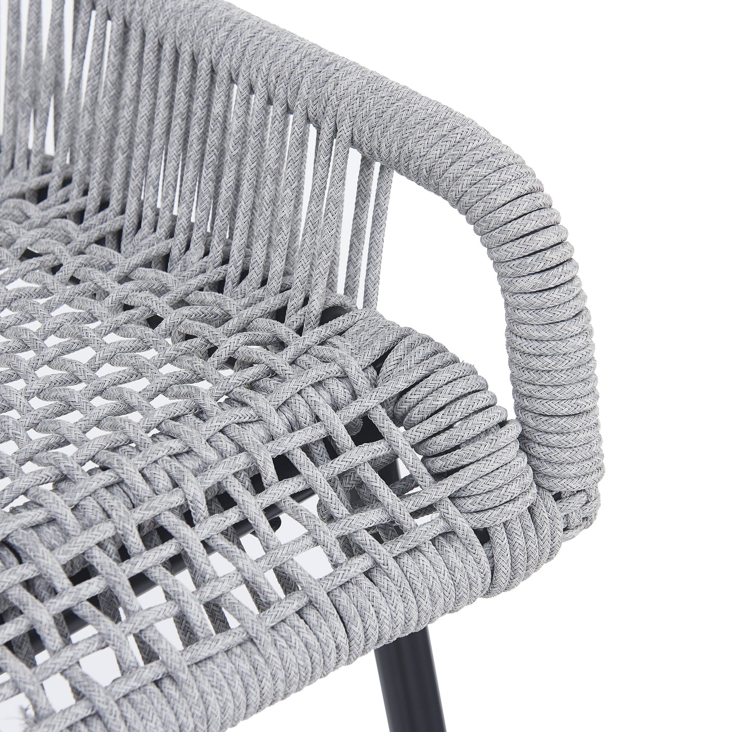 La Push light gray rope bar stool set of 2 for outdoor seating with woven texture on Tampa Home & Garden Store