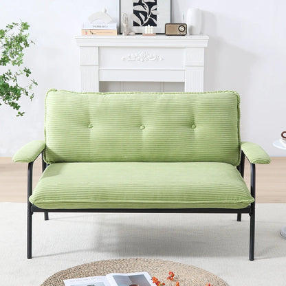 Modern metal frame stationary sofa by Unique Piece Furniture in green ribbed cushions on Tampa Home & Garden Store