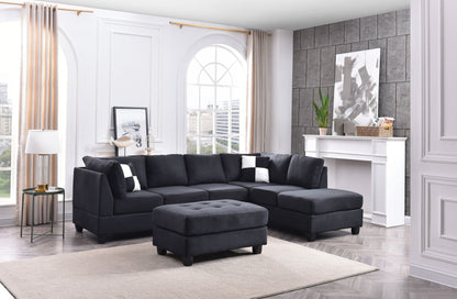 Malone Comfort Sectional by HouseOfZazla in dark gray fabric with ottoman on Tampa Home & Garden Store