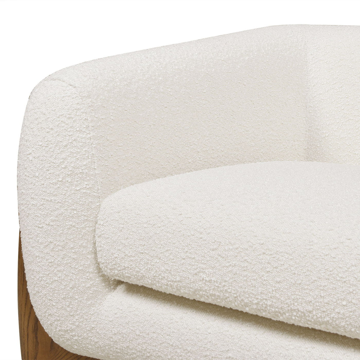 Sherpa Arm Chair with Removable Cushion by HouseOfZazla in cream sherpa fabric with wood legs on Tampa Home & Garden Store