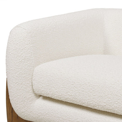 Sherpa Arm Chair with Removable Cushion by HouseOfZazla in cream sherpa fabric with wood legs on Tampa Home & Garden Store