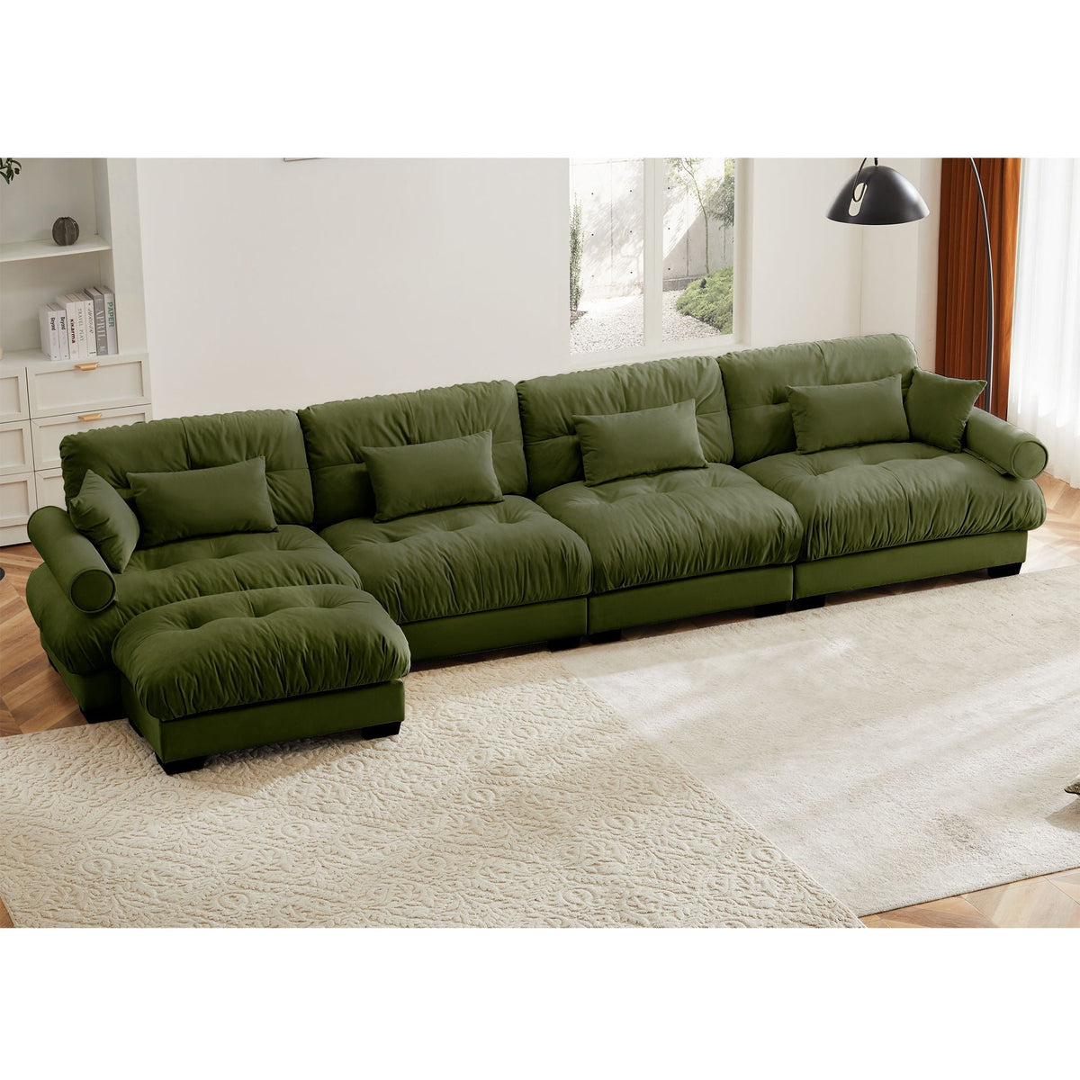 Super Comfort oversized modular sectional sofa with movable ottoman, 2-piece set by HouseOfZazla on Tampa Home & Garden Store