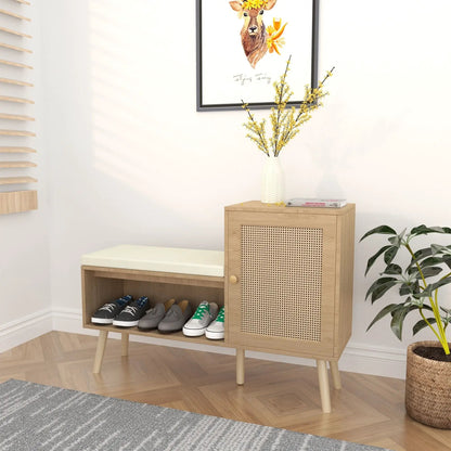 2 In 1 Shoe Storage Bench With Adjustable Shelves