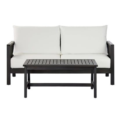 Outdoor Acacia Wood Loveseat and Coffee Table Set