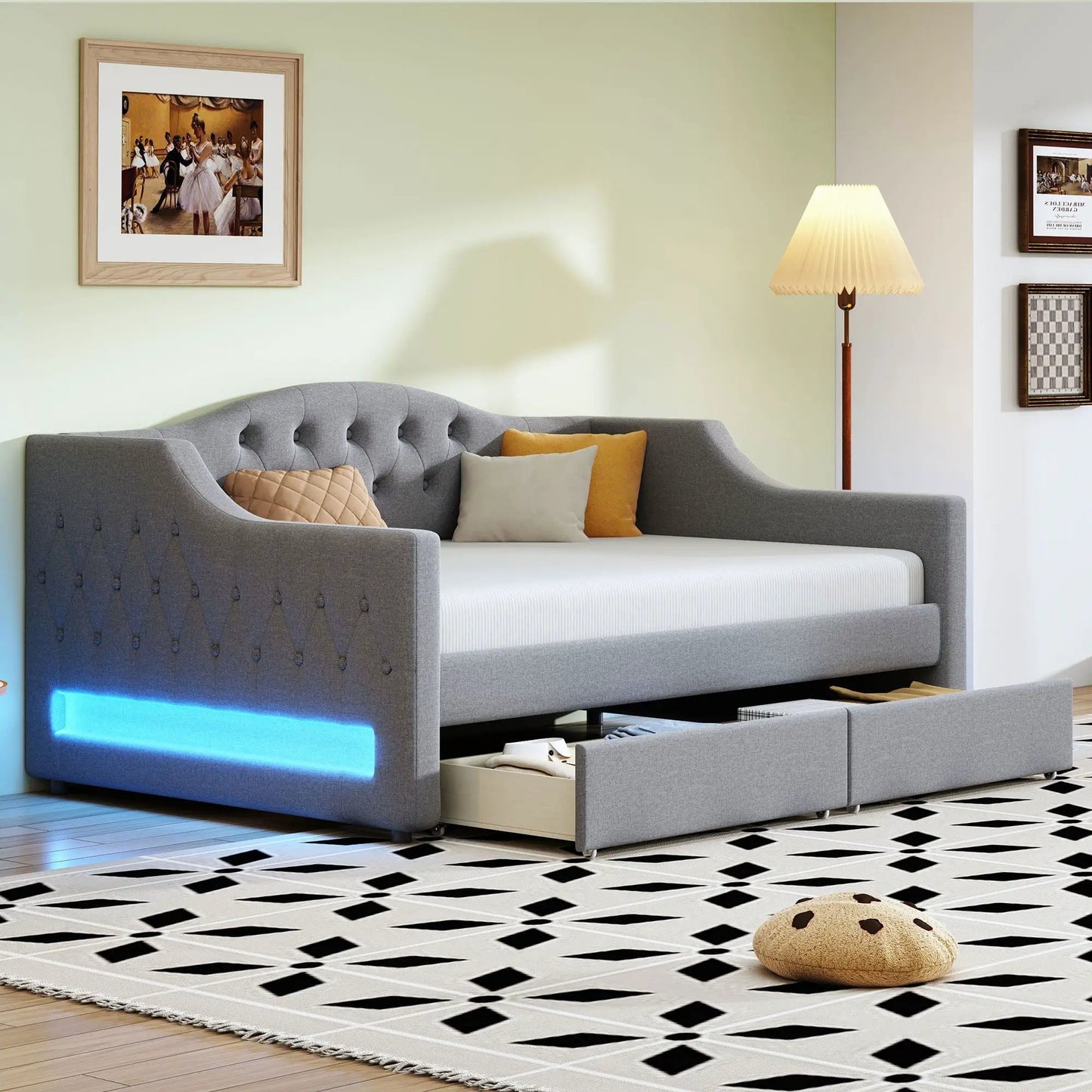 Daybed With LED Lighting and Upholstered Frame