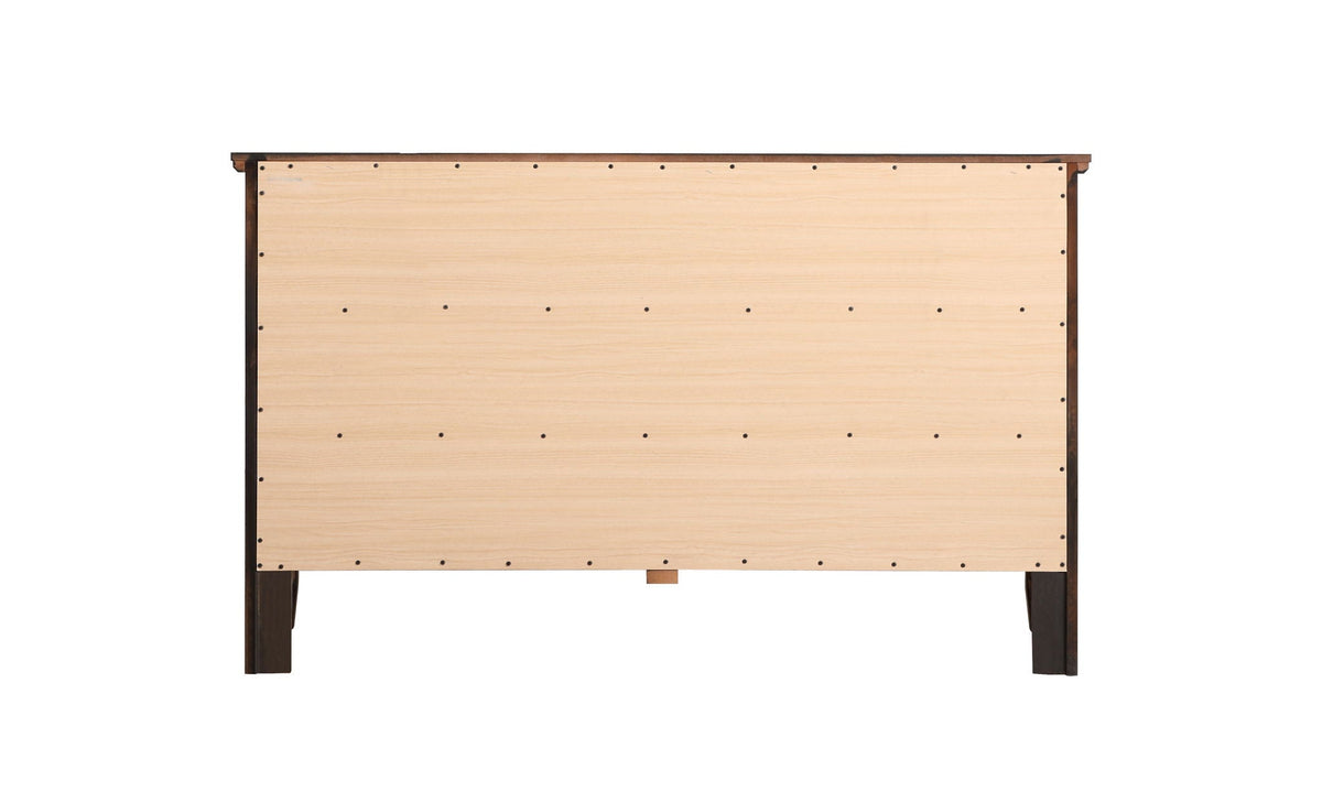 Primo dresser with light natural wood drawer fronts and dark hardwood frame and legs on Tampa Home & Garden Store