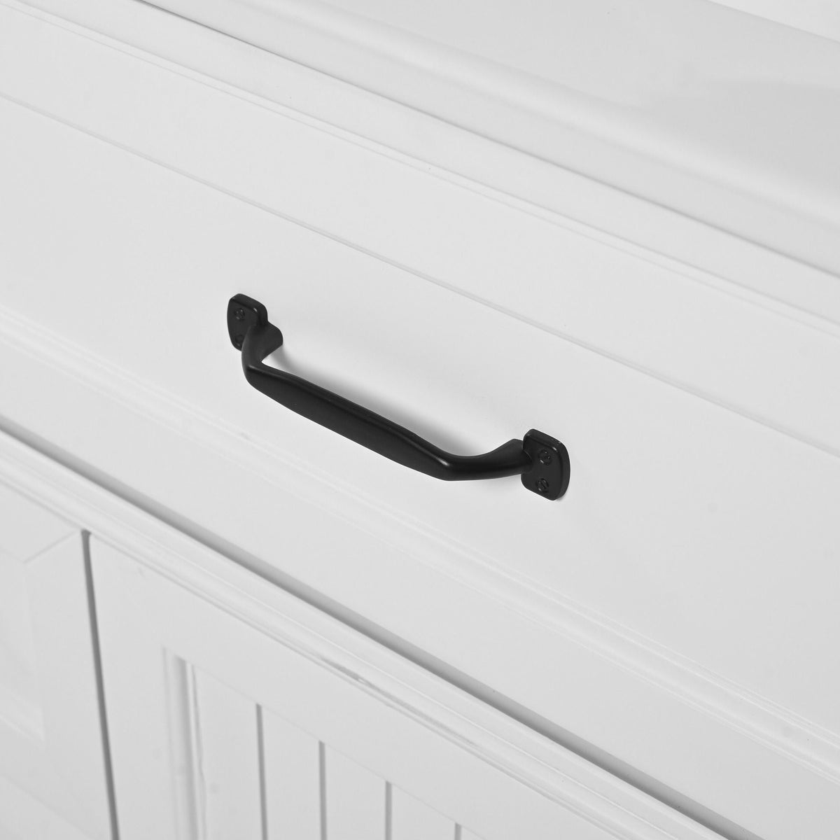 Bathroom vanity cabinet in white freestanding solid wood with black handle HouseOfZazla on Tampa Home & Garden Store