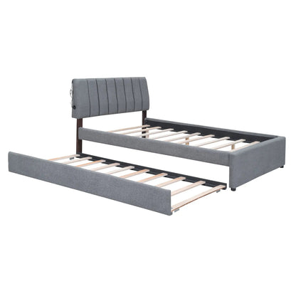 Upholstered Platform Bed With Trundle System