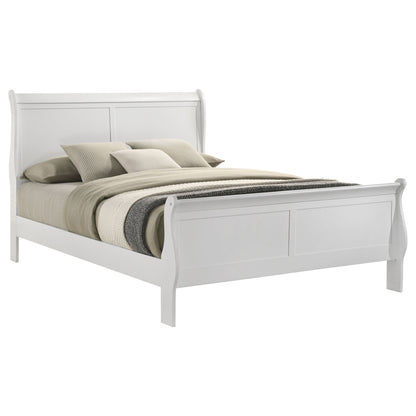 Mckee Sleigh Panel Bed white finish by HouseOfZazla with paneled headboard and footboard on Tampa Home & Garden Store