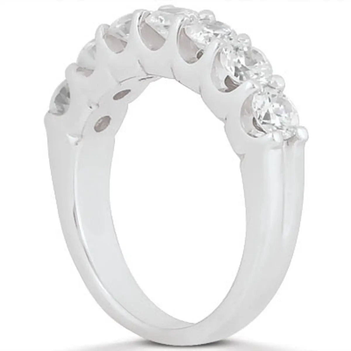 14k white gold diamond scalloped shared U-prong wedding ring band by Bids.com on Tampa Home & Garden Store