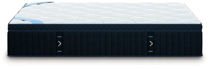 DreamCloud Premier Hybrid Mattress by Unique Piece Furniture, navy sides with light blue top on Tampa Home & Garden Store